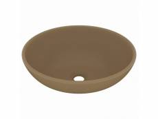 Vidaxl lavabo ovale de luxe crème mat 40x33 cm céramique 146930