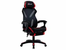 Vinsetto fauteuil gaming chaise gamer réglable pivotant dossier inclinable repose-pied polyester rouge noir