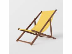 3xeliving lagun premium chaise longue de couleur jaune de couleur bois : hêtre foncé, plage et piscine, barbecue, camping, pêche, pente, hôtel et jard
