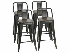 4 x chaises hombuy design industriel chaise haut bistrot bois et métal vintage