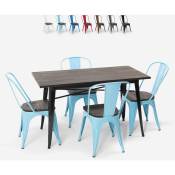 Ahd Amazing Home Design - table rectangulaire 120x60 + 4 chaises en acier de style industriel et bois ralph Couleur: Turquoise