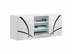 Alyssa - meuble tv 2 portes laqué brillant blanc
