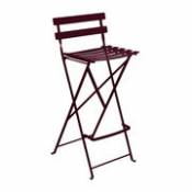 Chaise de bar pliante Bistro / H 74 cm - Fermob rouge