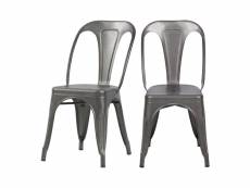 Chaise indus gris acier (lot de 2)