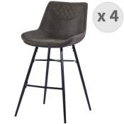 Chaises haute industrielle micro vintage marron foncé/métal noir (x4)