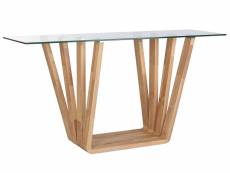 Console table console en bois coloris naturel et verre transparent - longueur 145 x profondeur 45 x hauteur 75 cm