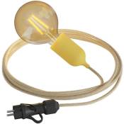 Creative Cables - Snake Eiva Pastel, lampe d'extérieur portative, 5 m de câble textile, douille étanche IP65 et fiche Avec ampoule - Moutarde - Avec