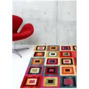 Deladeco - Tapis moderne cubique à courtes mèches rectangle Stratford Multicolore 133x190 - Multicolore