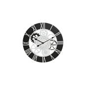 Dkd Home Decor - Horloge Murale Bois Noir Blanc Fer