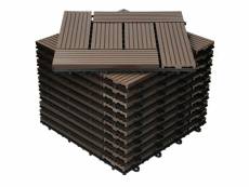 Ecd germany wpc carreaux de terrasse 30x30 cm - 22 pièces par 2m² - avec aspect mosaïque - marron foncé - dalles avec système de drainage - pour patio
