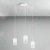 G.e.a.luce - Sospensione vetro bianco gea luce raika bt3 bi e27 led lampada soffitto decentramento moderna, finition métal blanc - Blanc