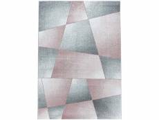 Grafic - tapis patchwork coloré - rose et gris 080