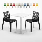Grand Soleil Table carrée 60x60 blanche avec 2 chaises