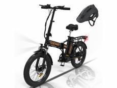 Hitway vélo électrique pliable 20" e-bike noir-orange - batterie 36v - 11,2ah - ecran lcd+hitway casque noir