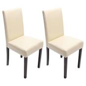 [JAMAIS UTILISÉ] Lot de 2 chaises de salle à manger Littau cuir, crème, pieds foncés - beige