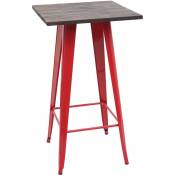 Jamais utilisé] Table haute HHG-401 avec plateau en bois, table de bar, design industriel en métal 107x60x60cm rouge - red