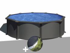 Kit piscine acier gris anthracite gré juni ronde 3,70
