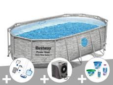 Kit piscine tubulaire ovale Bestway Power Steel SwimVista avec hublots 4,27 x 2,50 x 1,00 m + Kit de traitement au chlore + Kit d'entretien Deluxe + P