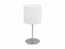 Lampe de table en textile pasteri 1 ampoule nickel satiné hauteur 27.5 cm