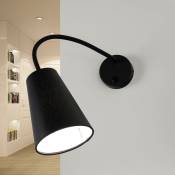 Licht-erlebnisse - Applique d'intérieur Banta noire au design moderne avec bras flexible liseuse E27 - Noir, blanc - noir, blanc