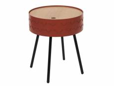 Lily - table coffre rouge brique plateau aspect bois