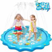 Linghhang - 67' Splash Pad pour 3 Ans Enfants Tapis de Jeu d'eau Splash Play avec Alphabet & Animaux Jouets pour Enfants Jeu d'eau D'éTé Extérieurs