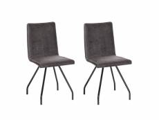 Lot 2 chaises en velours gris anthracite et pieds métal