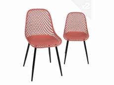 Lot de 2 chaises de cuisine design ajouré SELI (rouge)