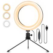 Maerex - Lumière Anneau avec trépied 3 modes Lampe design Ring Light Lumière selfie 8''trépied led elegiant EGL-03 pour Live