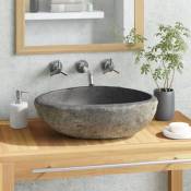 Maisonchic - Lavabo à poser en pierre de rivière - Lavabo Vasque salle de bain / Ovale 29-38 cm