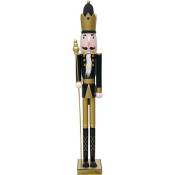 Mediawave Store - Soldat Casse-Noisette 120Hcm 433052 Décorations de Noël Or Noir avec sceptre