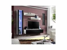 Meuble tv fly g2 design, coloris blanc et noir brillant. Meuble suspendu moderne et tendance pour votre salon.