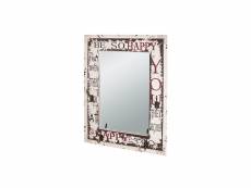 Miroir vintage 55x75 cm avec crochets etn métal blanc