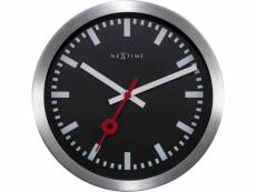 Nextime - horloge murale / horloge de table - 19 cm - aluminium - noir - brossé - 'station'