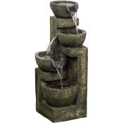 Outsunny - Fontaine de jardin cascade 4 pots débit réglable pompe à eau submersible incluse résine noir bronze vieilli