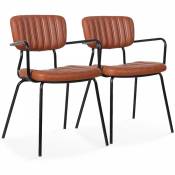 Oviala - Lot de 2 chaises avec accoudoirs en textile