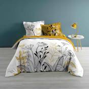 Parure de lit fleurs sur tiges - Jaune - 240 x 220 cm