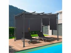 Pergola édition spéciale toit rétractable 3x4 m et 4 stores gris anthracite