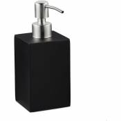 Porte-savon liquide, 300 ml, rechargeable, salle de bain, distributeur shampoing, pompe en inox, carré, noir - Relaxdays