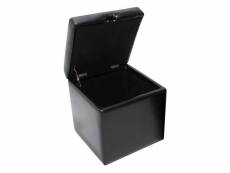 Pouf tabouret cube-coffre onex, cuir, 45x44x44cm, noir