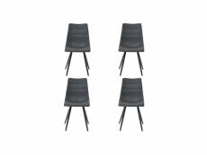 Quatuor de chaises simili cuir-métal noir - ostende - l 42 x l 55 x h 86 cm - neuf
