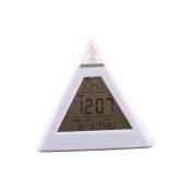Réveil numérique led 7 couleurs changeantes, veilleuse, affichage de la température, forme de pyramide, horloge de bureau