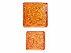Set de 2 plateaux carrés tosca orange