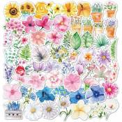 Shining House - Lot de 60 Pièces Autocollants de Fleurs Mignonnes Stickers Fleur Autocollants de Plantes Imperméables Autocollants Décoratifs pour