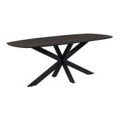 Table à manger bella longueur 200cm en bois brut exotique mangolia noir - Noir