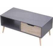Table basse avec tiroir style scandinave grise freja