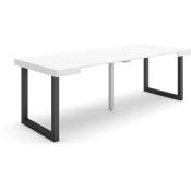 Table console extensible, Console meuble, 220, Pour 10 personnes, Pieds bois massif, Style moderne, Blanc - Skraut Home