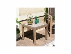 Table d'appoint carrée 50 cm en béton et acacia -