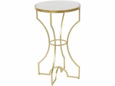 Table d'appoint en marbre et métal coloris blanc doré - diamètre 38 x hauteur 65 cm