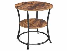 Table d'appoint ronde table console bout de canapé table de chevet 2 niveaux pour salon chambre montage facile structure en métal 55 cm de diamètre st